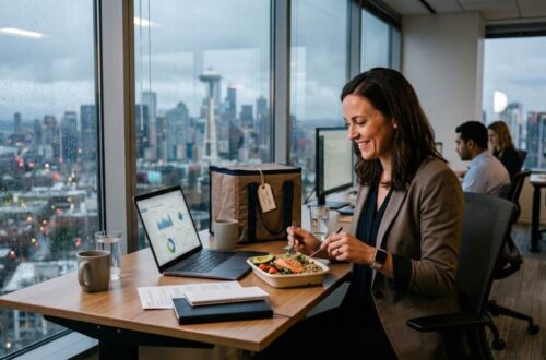 Busy Seattle professional receiving healthy personalized meal delivery